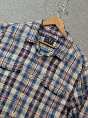 American Eagle Outfitters Heavy Flannel Plaid Shirt Men's XXLT Blue Red